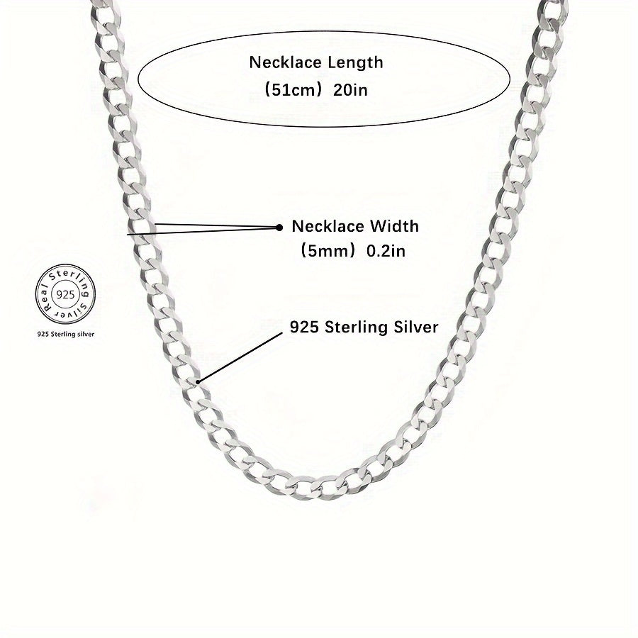 Cuban necklace made of 925 925 Silver Plated, fashionable street style, trendy wearable choice, prevent allergies, perfect holiday gift, complimentary beautiful packaging box