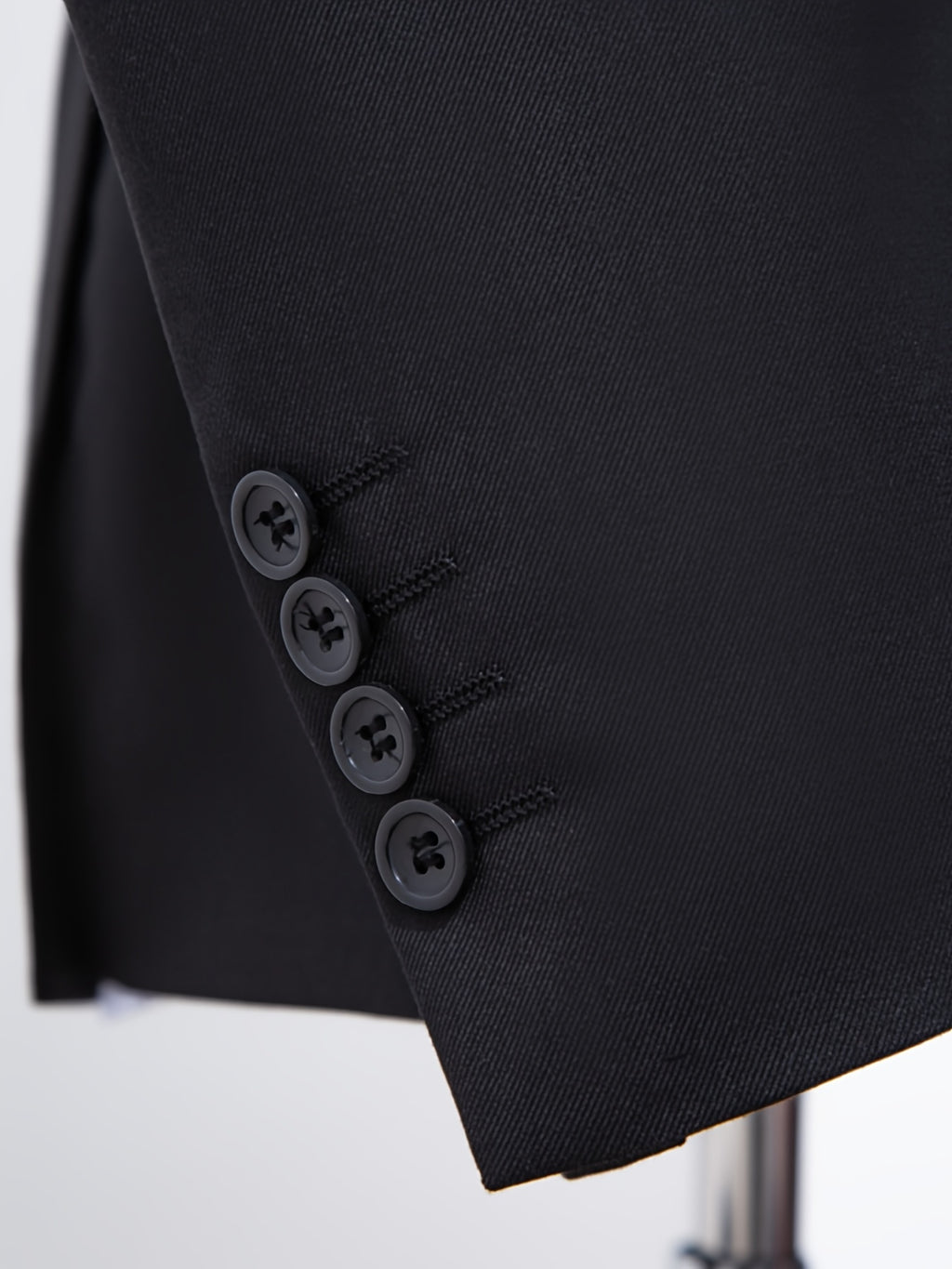 3-Piece Men's Classic Black Suit Set - Long Sleeve Blazer, Vest & Pants with Pockets, Button Details, Non-Stretch Polyester Fabric, Perfect for Weddings, Business Meetings & Formal Events