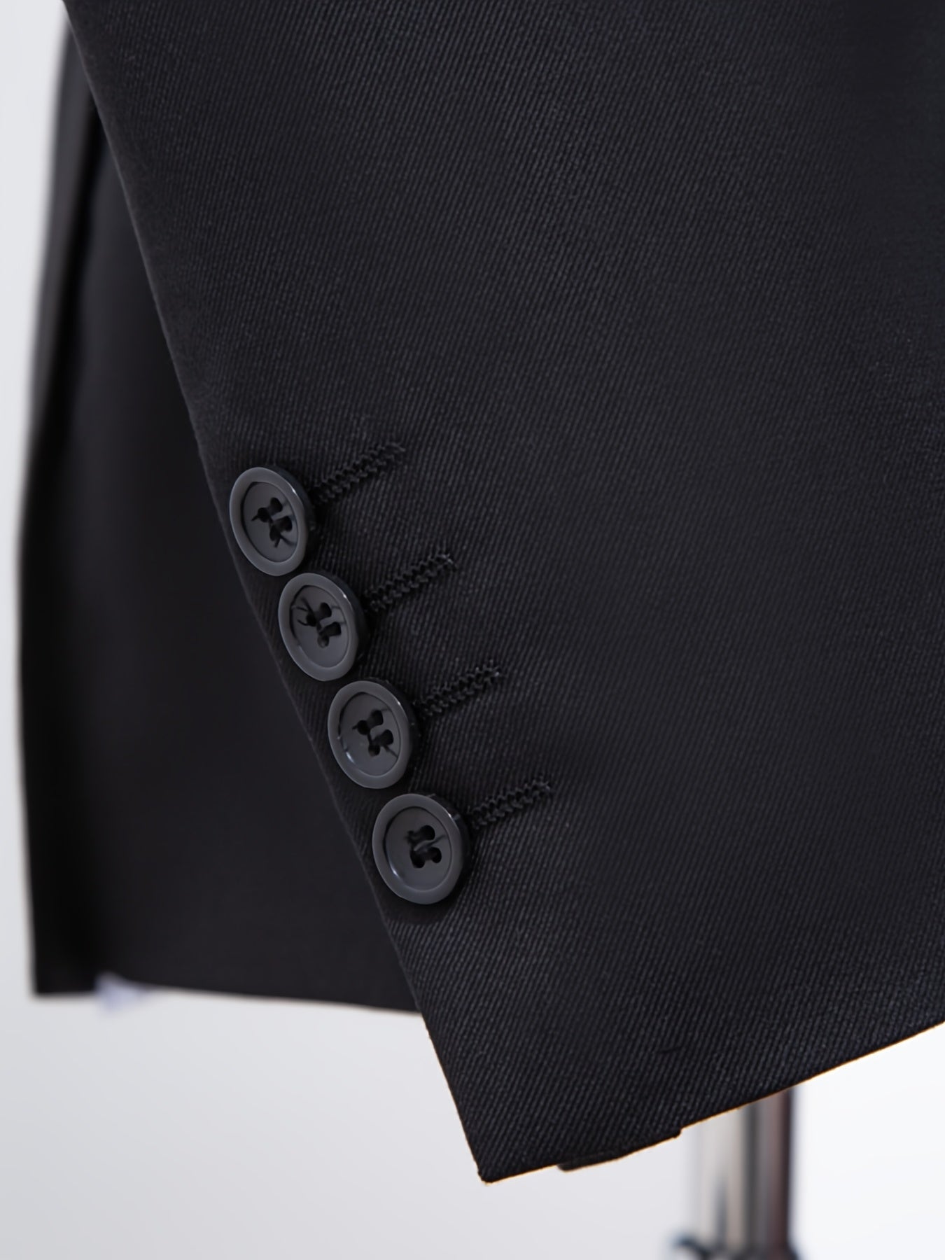 3-Piece Men's Classic Black Suit Set - Long Sleeve Blazer, Vest & Pants with Pockets, Button Details, Non-Stretch Polyester Fabric, Perfect for Weddings, Business Meetings & Formal Events