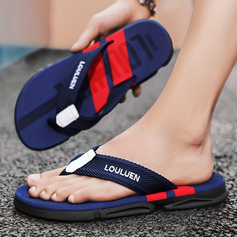 Men's Stylish Flip Flops, Durable Non Slip Outdoor Walking Trekking Sandals, Comfy Beach Water Shoes, Spring And Summer