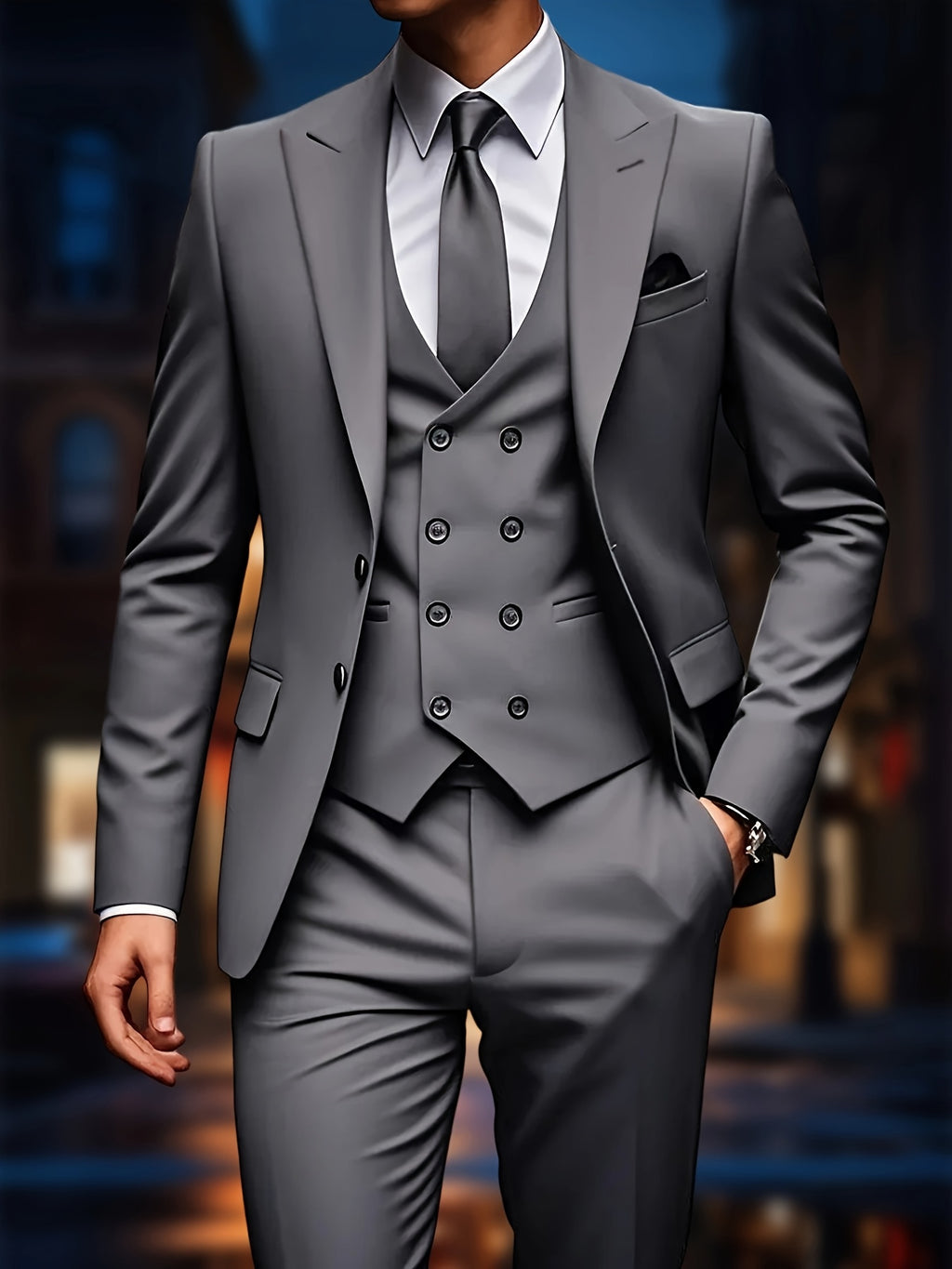Costume Trois Pièces Haut de Gamme pour Hommes avec Pantalon Occidental et Gilet Grande Taille, Tenue Formelle pour Mariage ou Fête