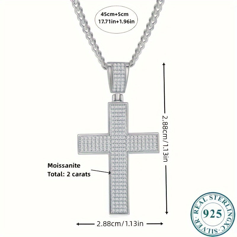 1pc S925 Silver Inlaid 2-carat Moissanite Pendant For Both Men And Women, Suitable For Daily Wear, Gift For Family And Friends, Couple, Holiday Gifts. Follow The Footsteps Of Hip-hop And Become A Trendsetter