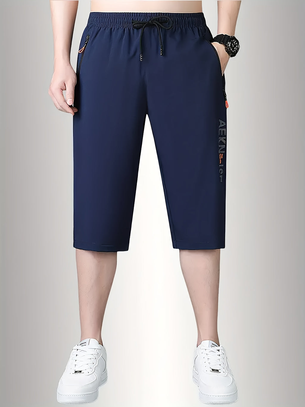 1pc Ice Slippy Fiber Fabric Casual Men's Quick-Dry Five-Pocket Summer Shorts Suitable for Running, Fitness, Basketball, etc