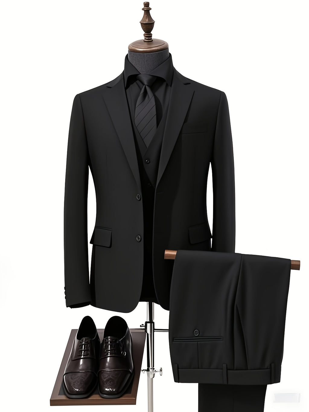 Ensemble de smoking pour homme, trois pièces, costume de mariage, double boutonnage, veste, gilet, pantalon, (001)