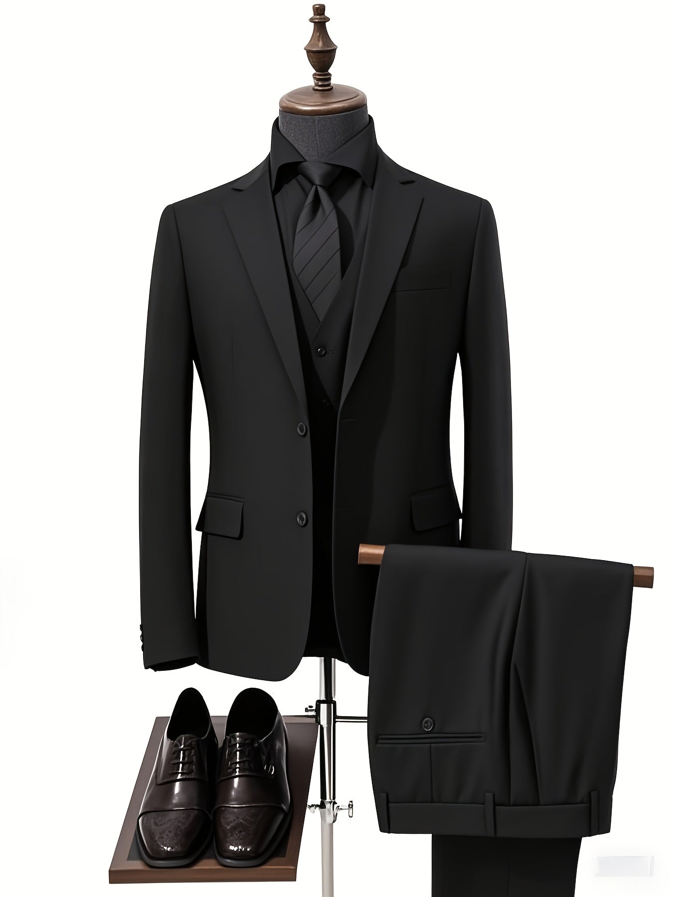 Ensemble de smoking pour homme, trois pièces, costume de mariage, double boutonnage, veste, gilet, pantalon, (001)