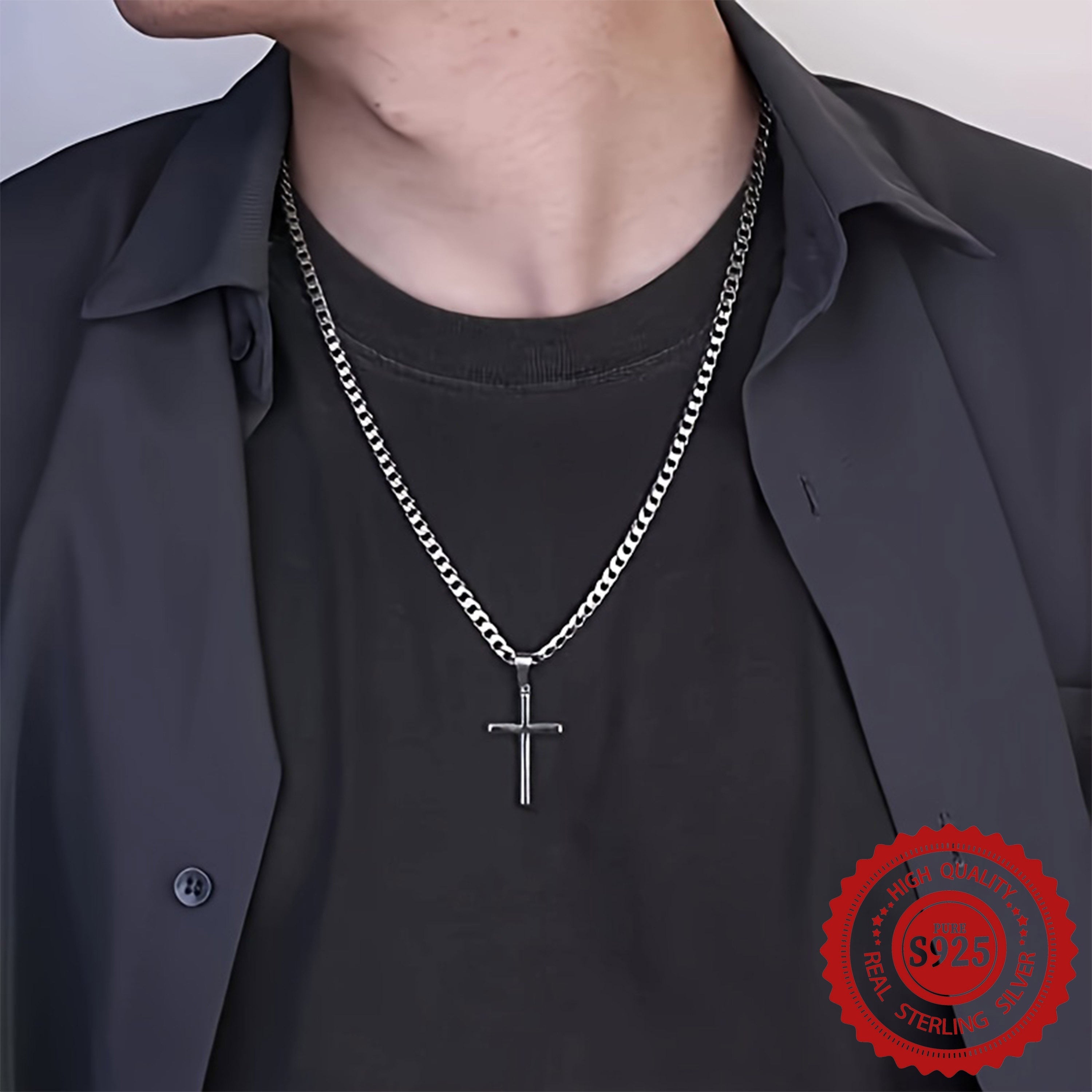 Sterling Silvery Cross Necklace -925 Sterling Silvery - High Precision Machining - Perfect for Men, Women Friends, Wives, Daughters - Perfect for Birthdays, Anniversaries, Valentine's Day -Comes with Elegant Gift Box