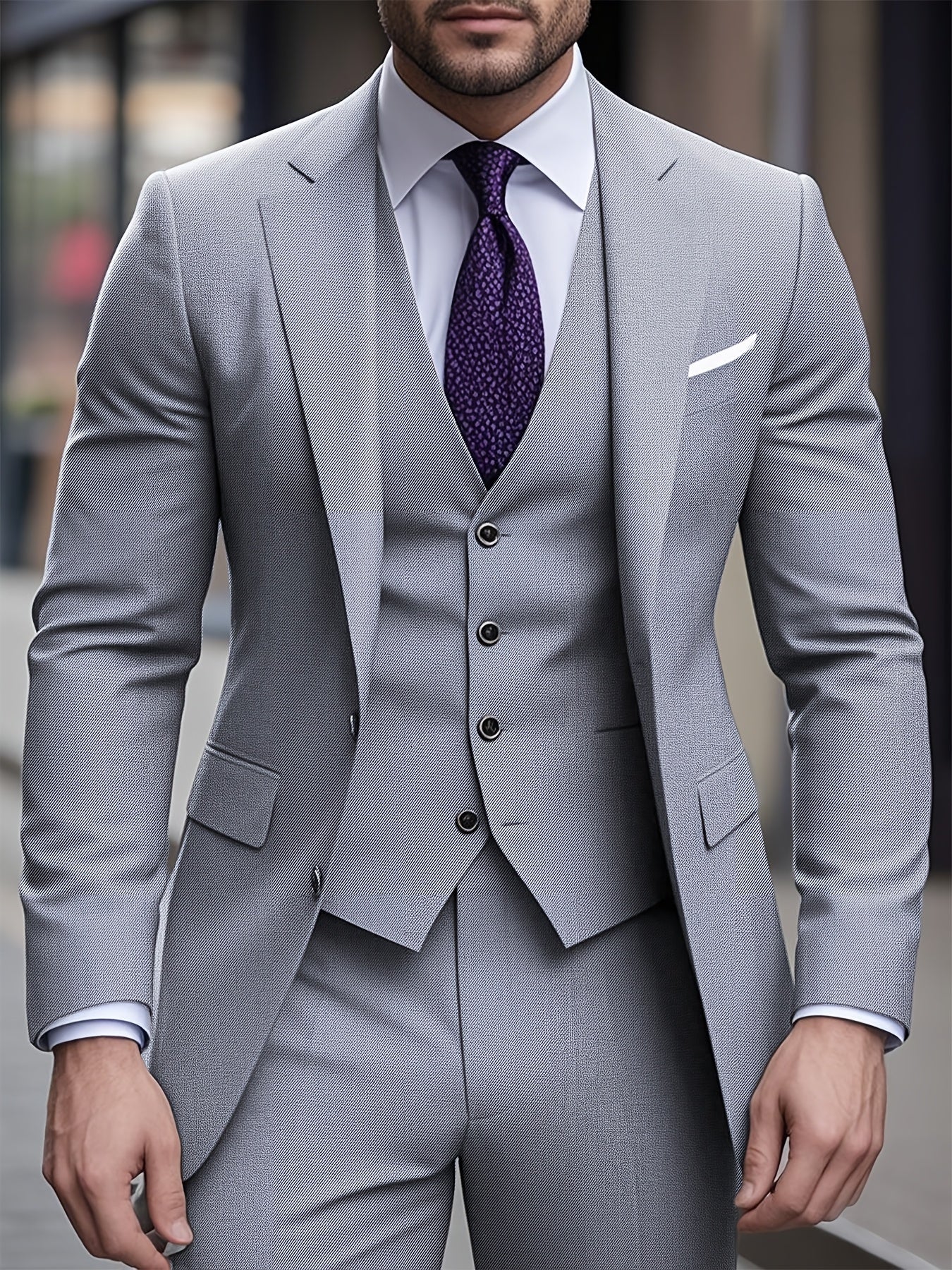 Costume trois pièces pour homme avec revers plat haut de gamme, Ensemble costume grande taille pour hommes, pantalon et gilet pour tenue formelle, robe de mariée, vêtements de travail, cadeau de vacances