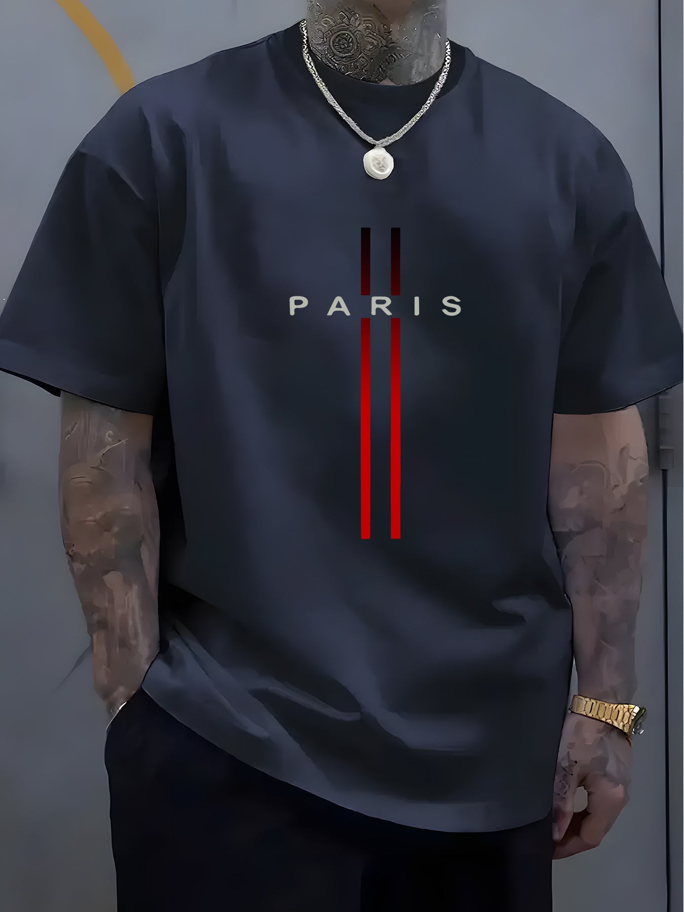 1pc Men'S Fashion Casual Crew Neck T-Shirt, 100% Polyester Knit Fabric, Slight Stretch, Alphabet Pattern, Summer Short Sleeve Tee