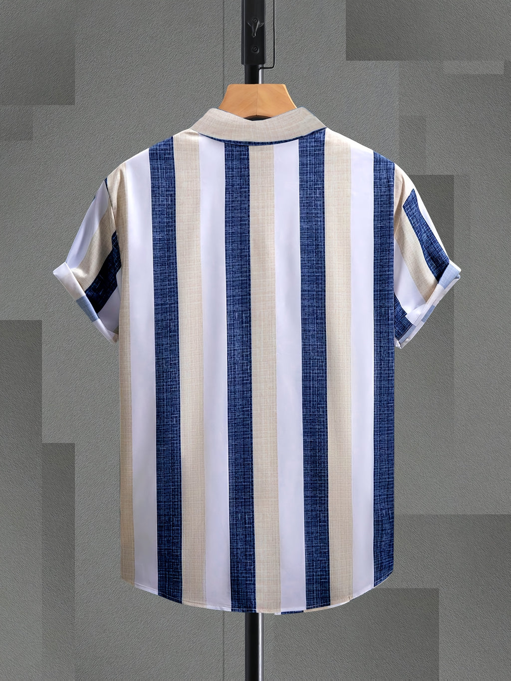 Men's Summer Casual Striped Button-Up Shirt - Short Sleeve, Lightweight & Breathable for Outdoor Activities, Beach, and Casual Attire, Beach Clothes, Beach Apparel, Classic Collar, Durable Clothing