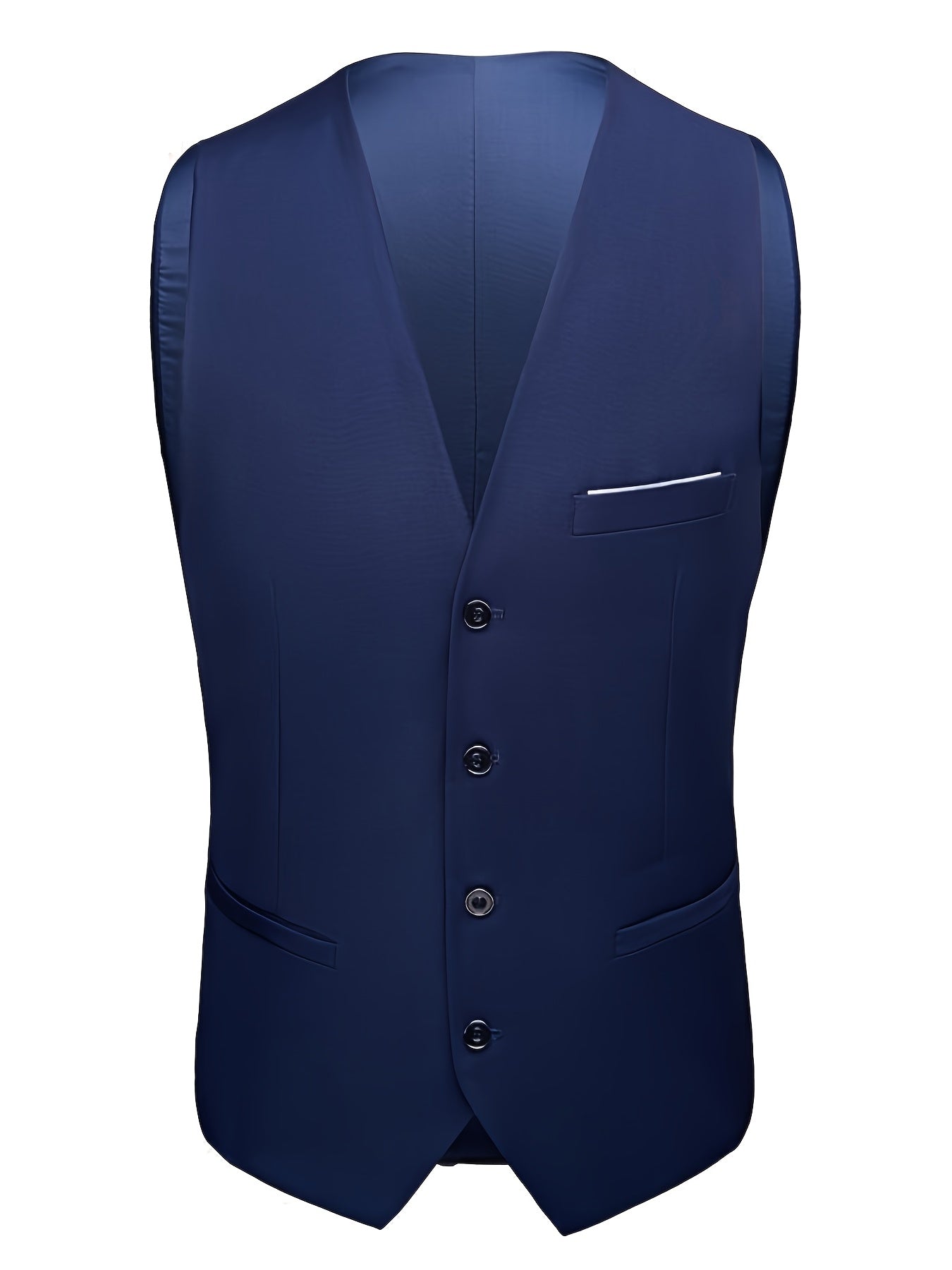 3-Piece Men's Classic Black Suit Set - Long Sleeve Blazer, Vest & Pants with Pockets, Button Details, Non-Stretch Polyester Fabric, Perfect for Weddings, Business Meetings & Formal Events