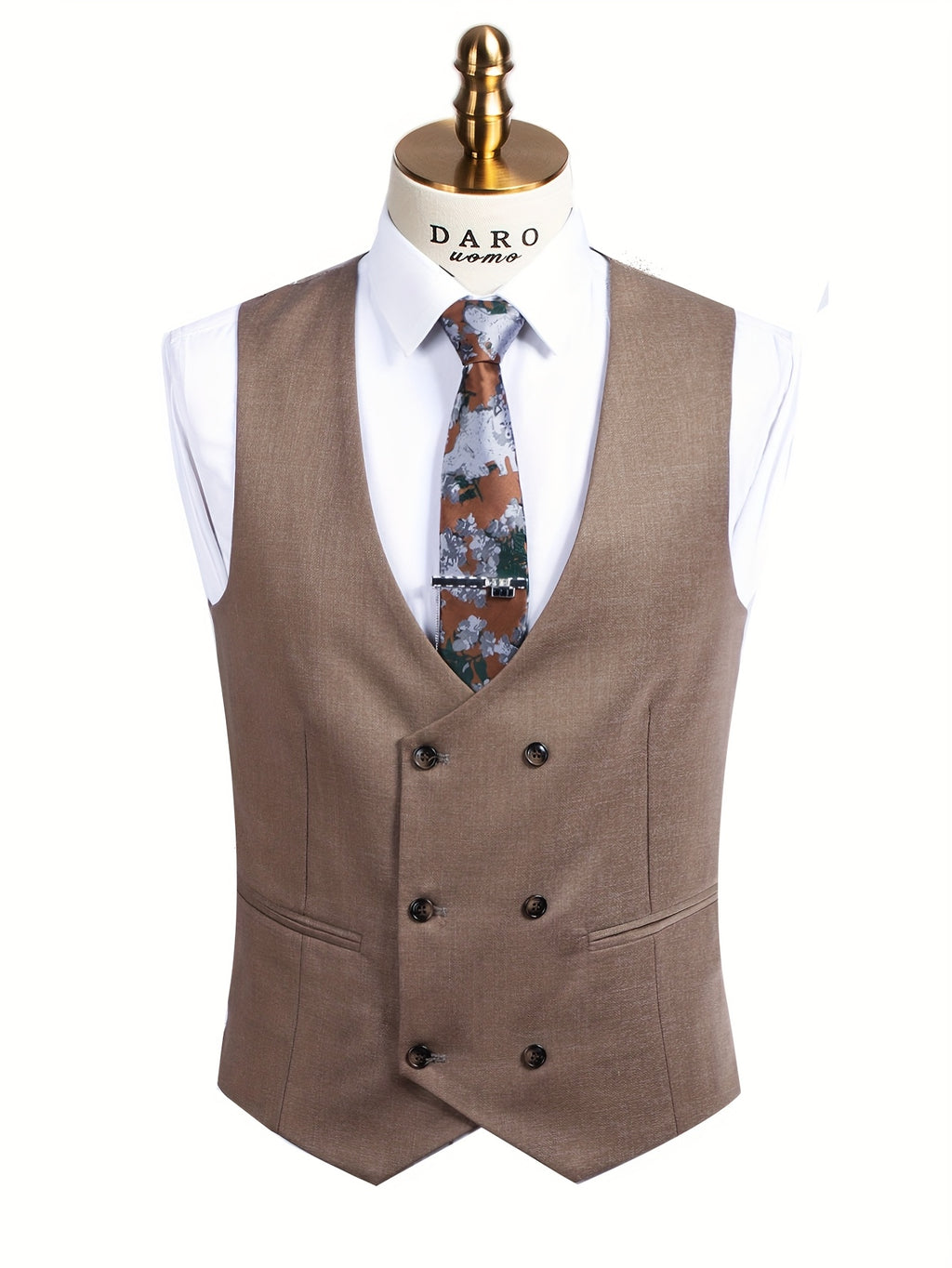 Costume trois pièces décontracté pour homme (veste + pantalon + gilet), sans chemise et accessoires.