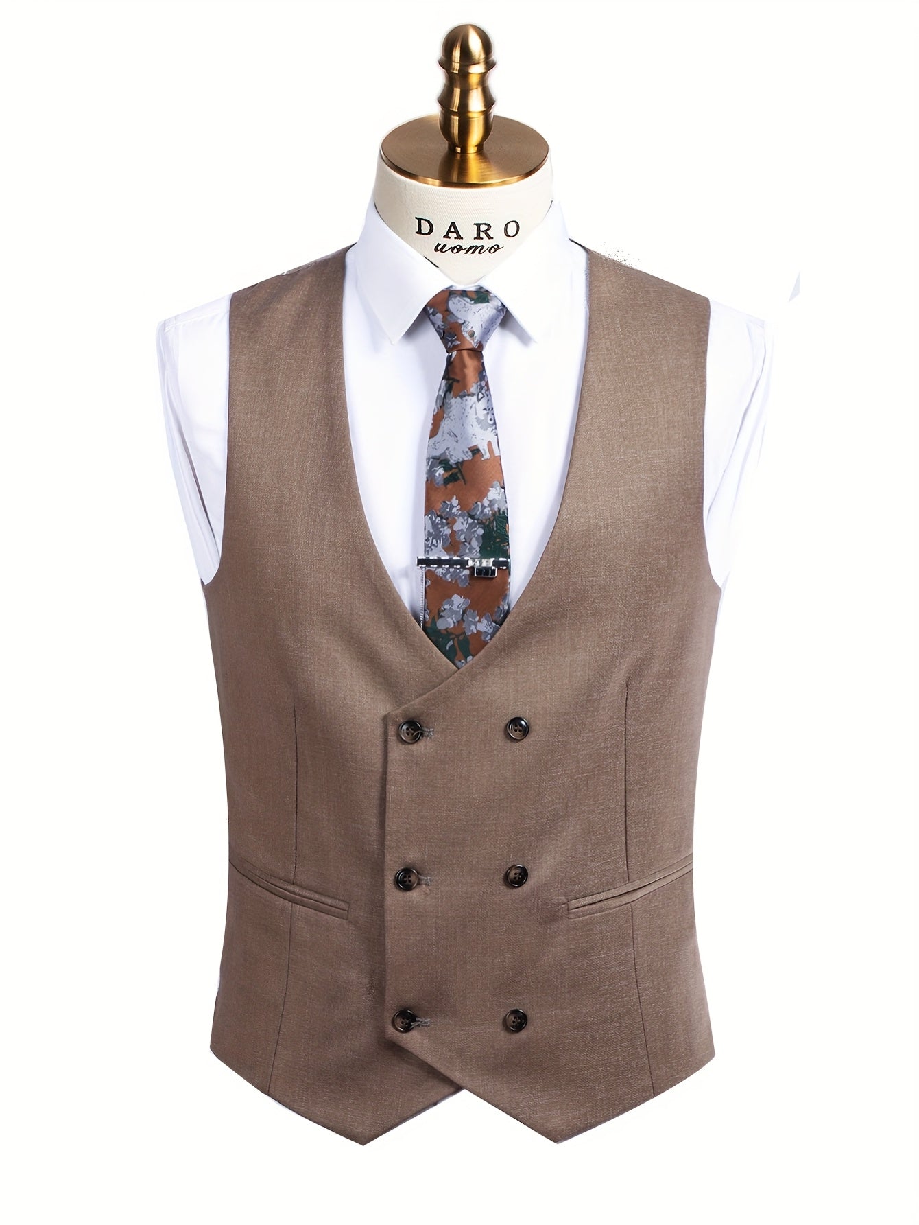 Costume trois pièces décontracté pour homme (veste + pantalon + gilet), sans chemise et accessoires.