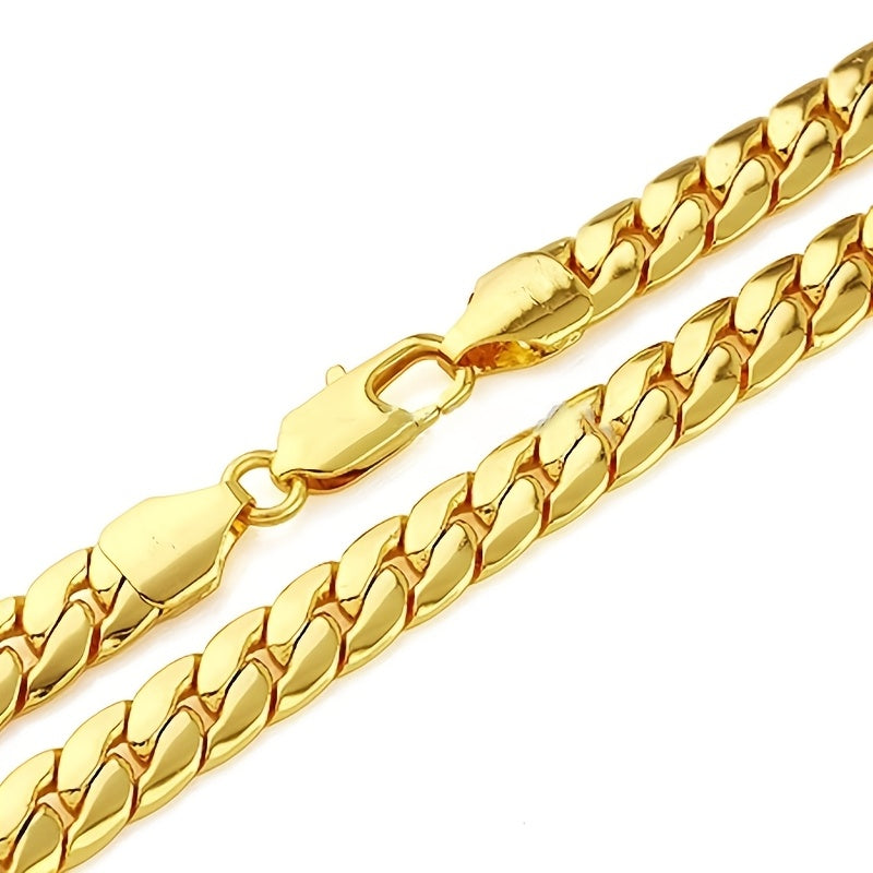 10mm Wide Men Necklace Solid Chain Golden Plated Classic Herringbone Necklace Male Choker Clavicle Hip Hop Rock Style Jewelry 23.62inch