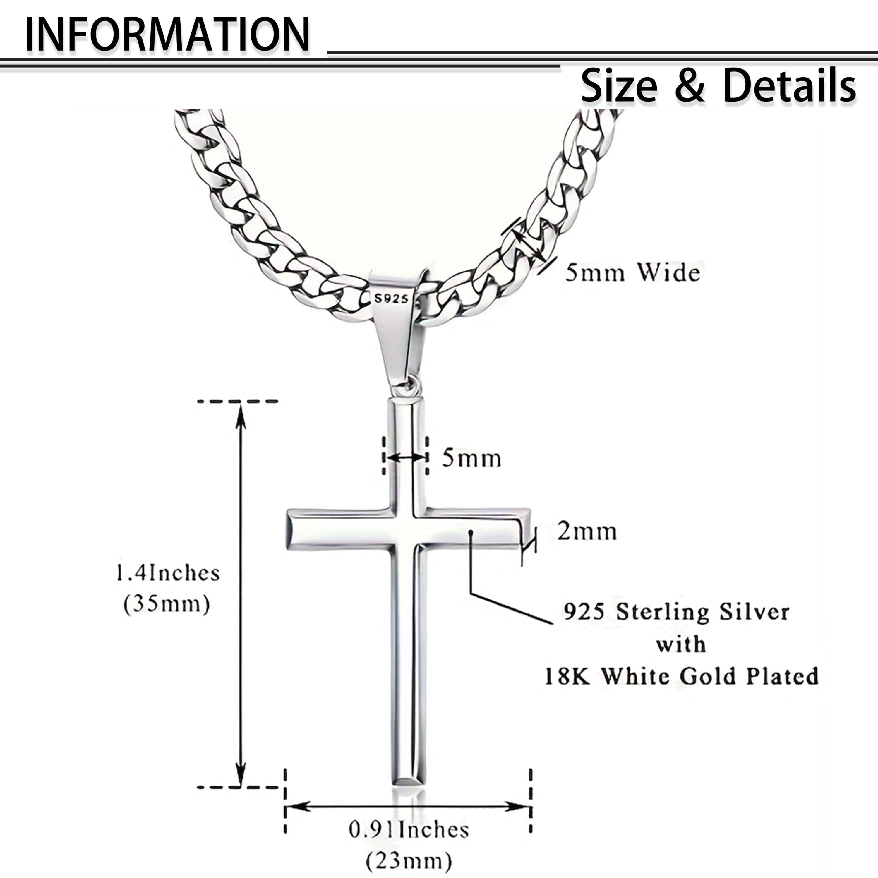 Sterling Silvery Cross Necklace -925 Sterling Silvery - High Precision Machining - Perfect for Men, Women Friends, Wives, Daughters - Perfect for Birthdays, Anniversaries, Valentine's Day -Comes with Elegant Gift Box