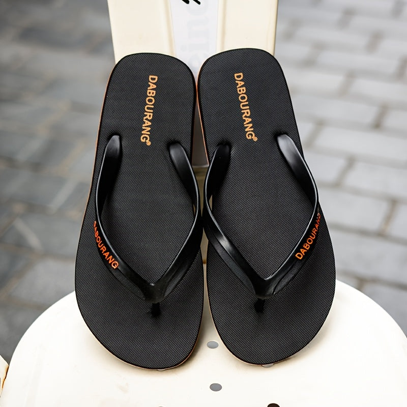 1 Pair DABOURANG Men'S Flip Flops - Classic Casual Fashion Slides, Solid Color, Rubber Sole, Non-Slip, Comfortable Beach Sandals for Outdoor Daily Wear, All-Season Slip-On Footwear