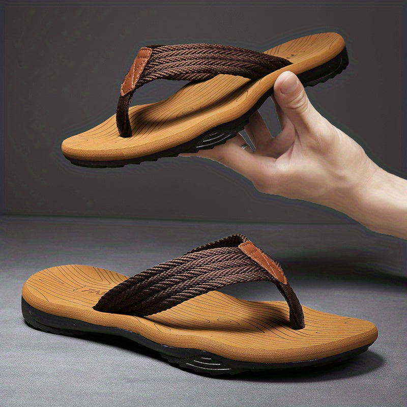 Men's Summer Flip-Flops - Trendy Korean Style, Non-Slip Beach Sandals with Comfortable Footbed and Braided Strap Design