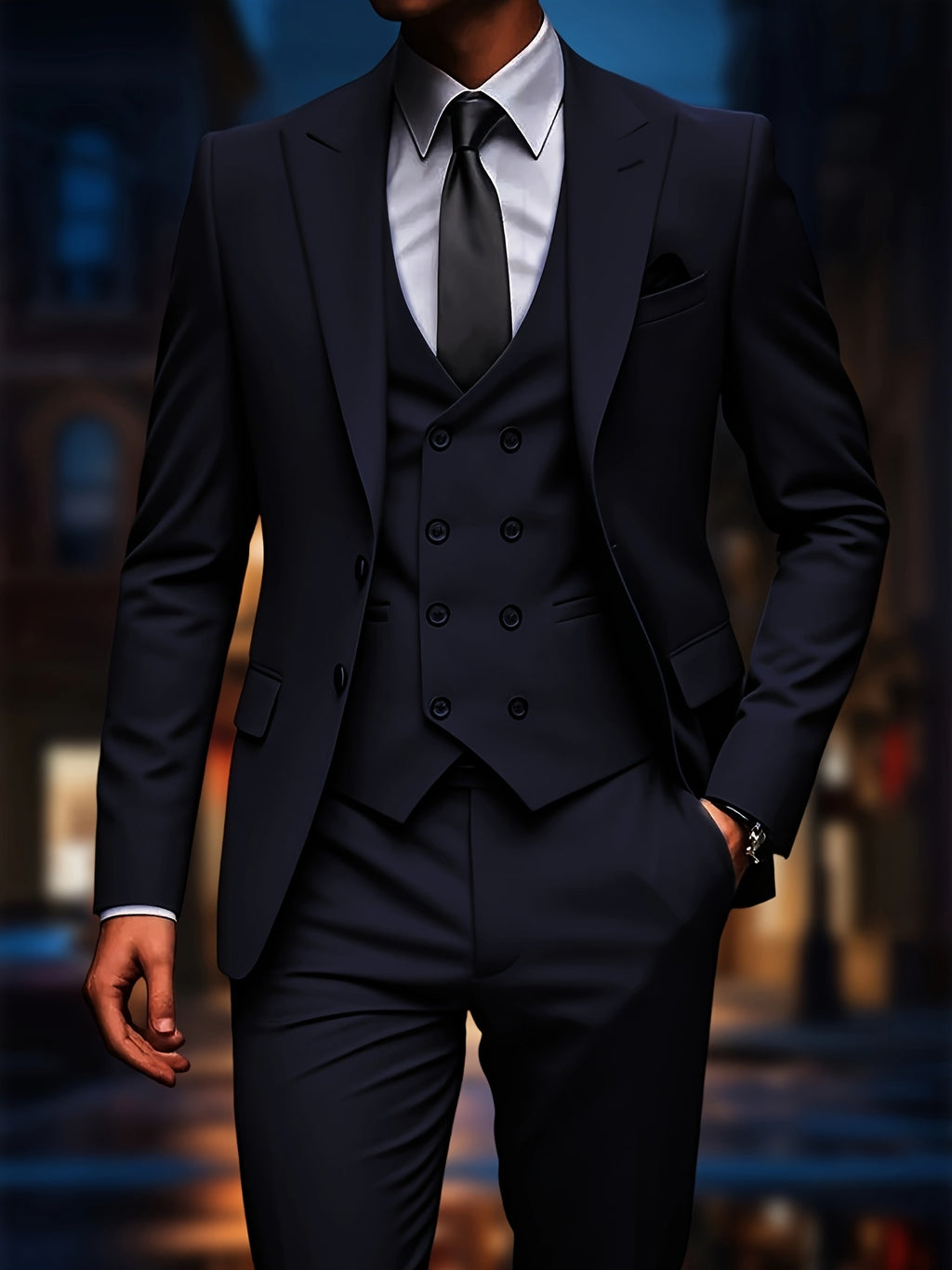 Costume Trois Pièces Haut de Gamme pour Hommes avec Pantalon Occidental et Gilet Grande Taille, Tenue Formelle pour Mariage ou Fête