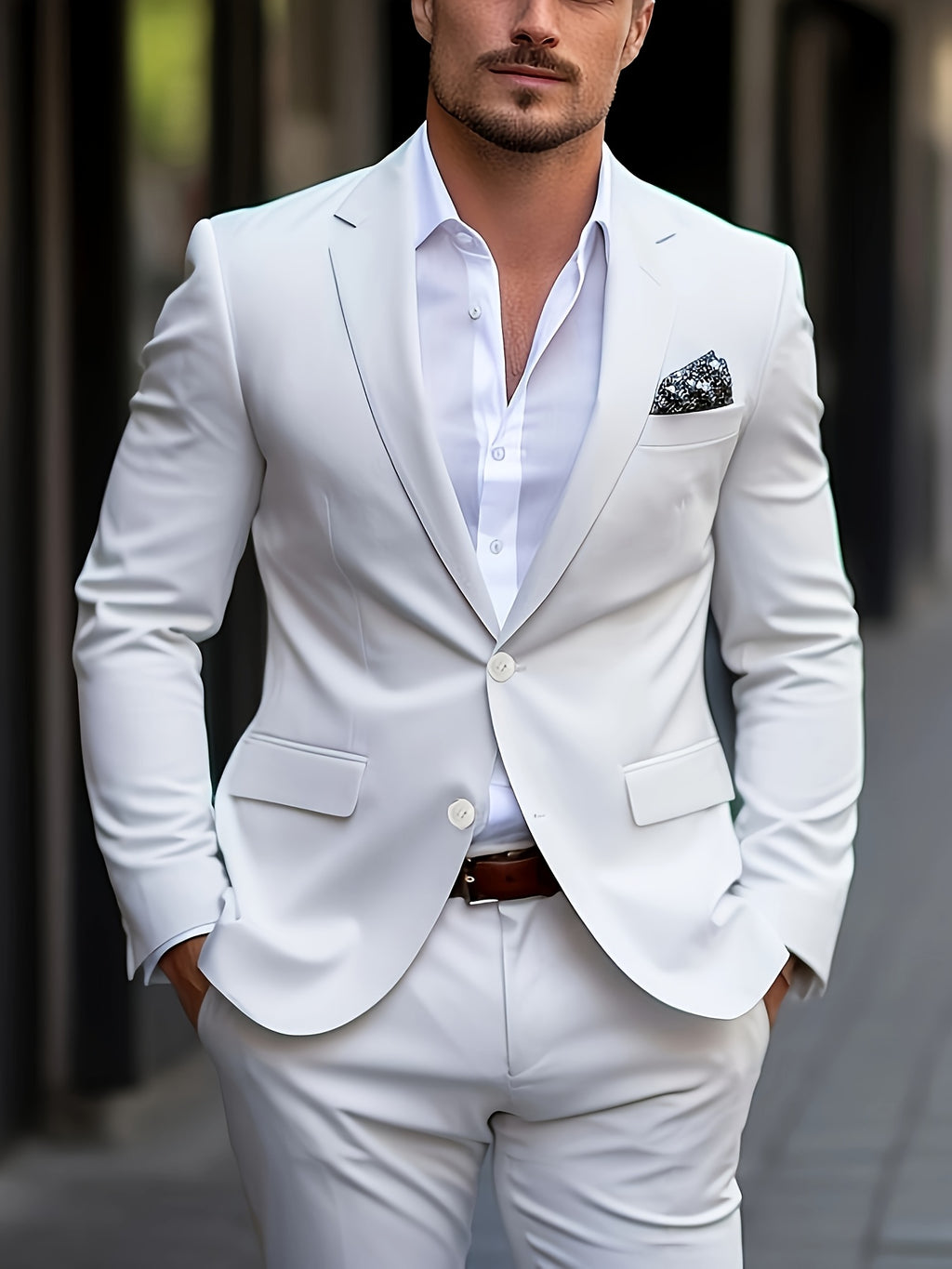 Costume Décontracté Homme Deux Pièces avec Poches Ouvertes