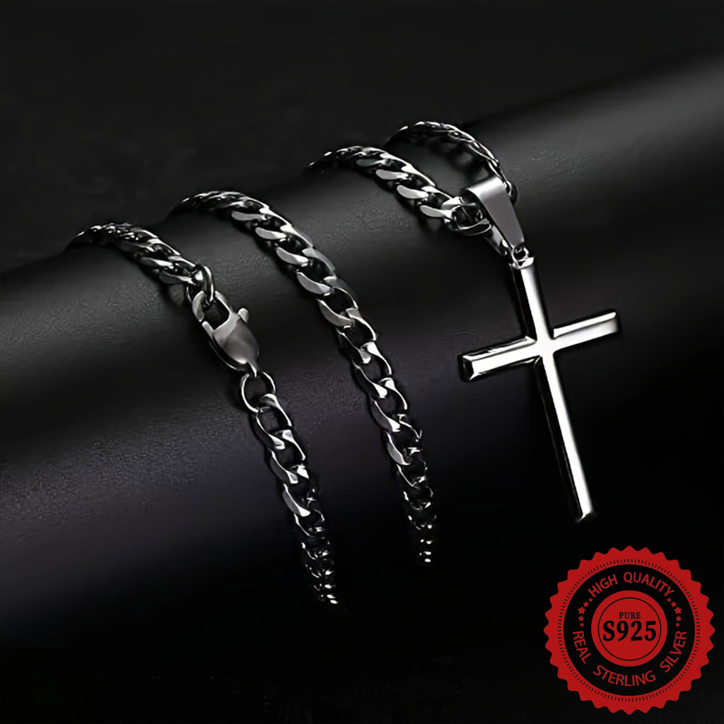 Sterling Silvery Cross Necklace -925 Sterling Silvery - High Precision Machining - Perfect for Men, Women Friends, Wives, Daughters - Perfect for Birthdays, Anniversaries, Valentine's Day -Comes with Elegant Gift Box