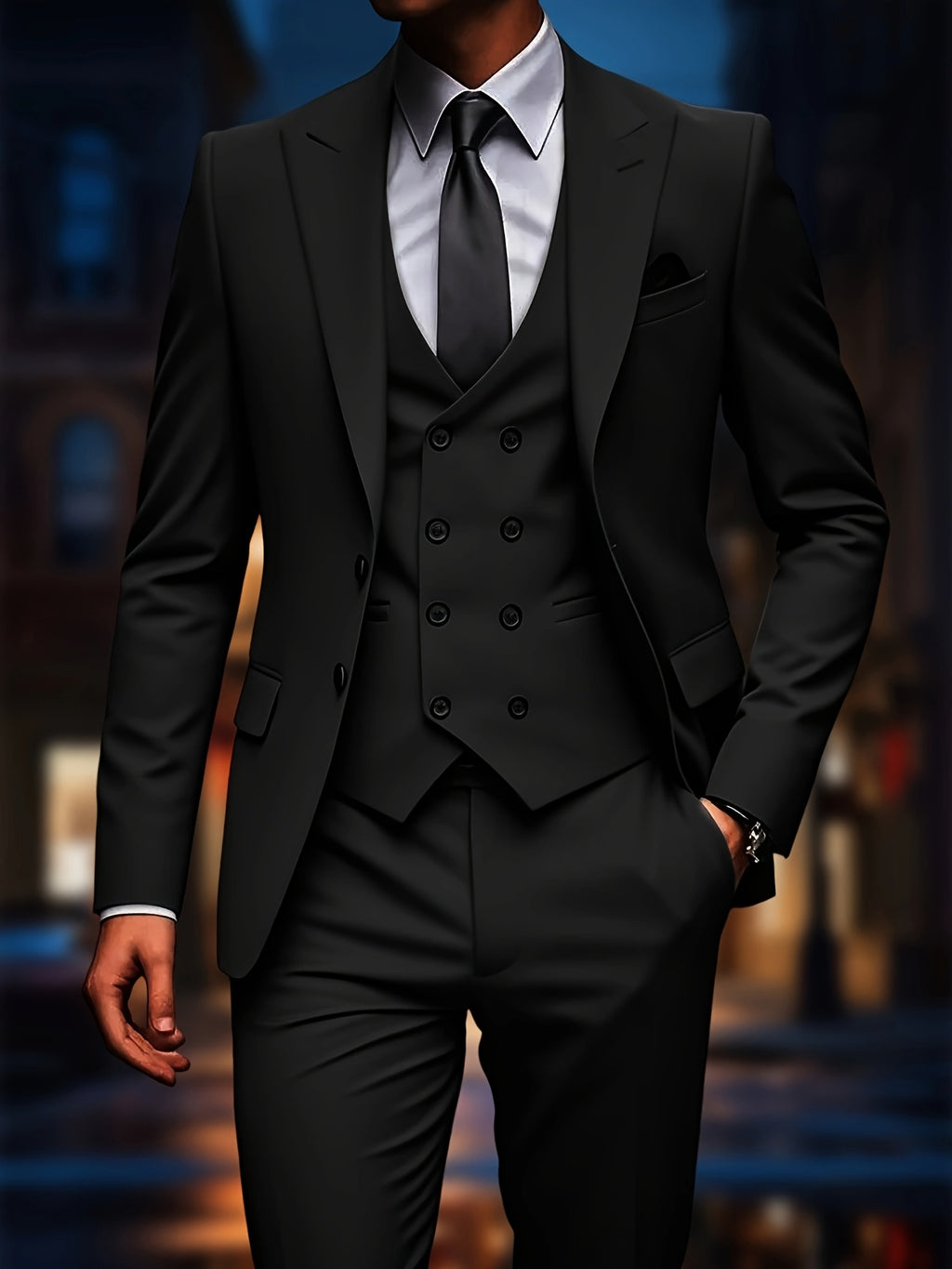 Costume Trois Pièces Haut de Gamme pour Hommes avec Pantalon Occidental et Gilet Grande Taille, Tenue Formelle pour Mariage ou Fête