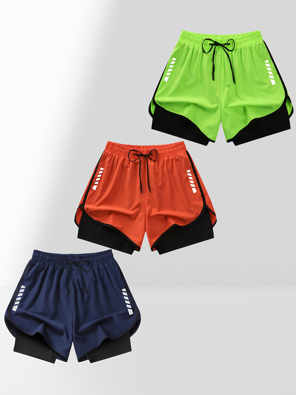 3-Pack Fake Two-Piece Summer Sports Shorts for Men And Women Quick-Drying Three-Point Running Training Fitness Lining American Basketball Two-In-One Shorts for Middle-Aged And Young People