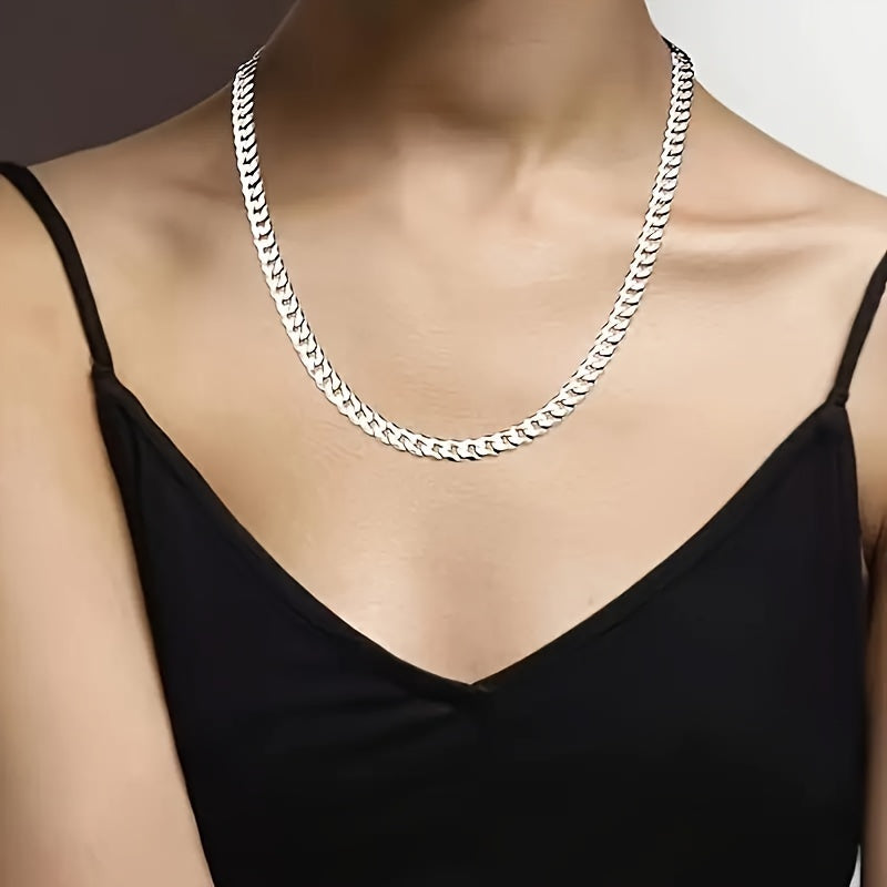 Cuban necklace made of 925 925 Silver Plated, fashionable street style, trendy wearable choice, prevent allergies, perfect holiday gift, complimentary beautiful packaging box