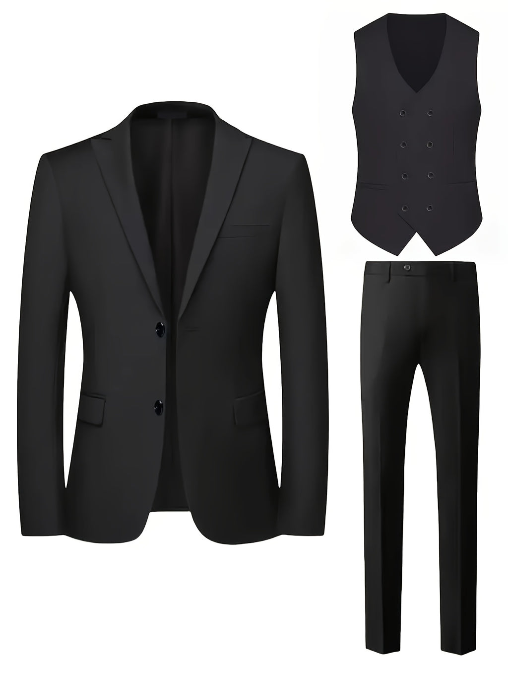 Costume Grande Taille pour Homme avec Col à Écailles Trois Pièces, Pantalon et Gilet, Adapté pour Tenue Formelle, Mariage, Vêtements de Travail, Cadeau de Vacances