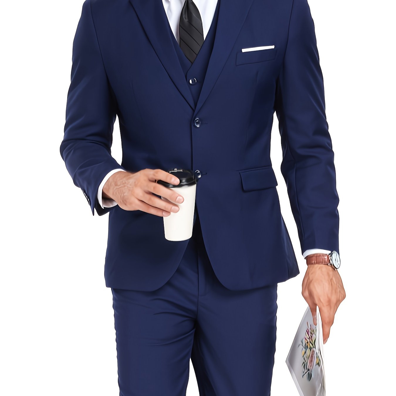 Costume 3 pièces pour homme - Veste cintrée classique à 1 ou 2 boutons - Ensemble complet (veste, gilet, pantalon) pour mariage, soirée ou affaires - Tailles XS à XXXL