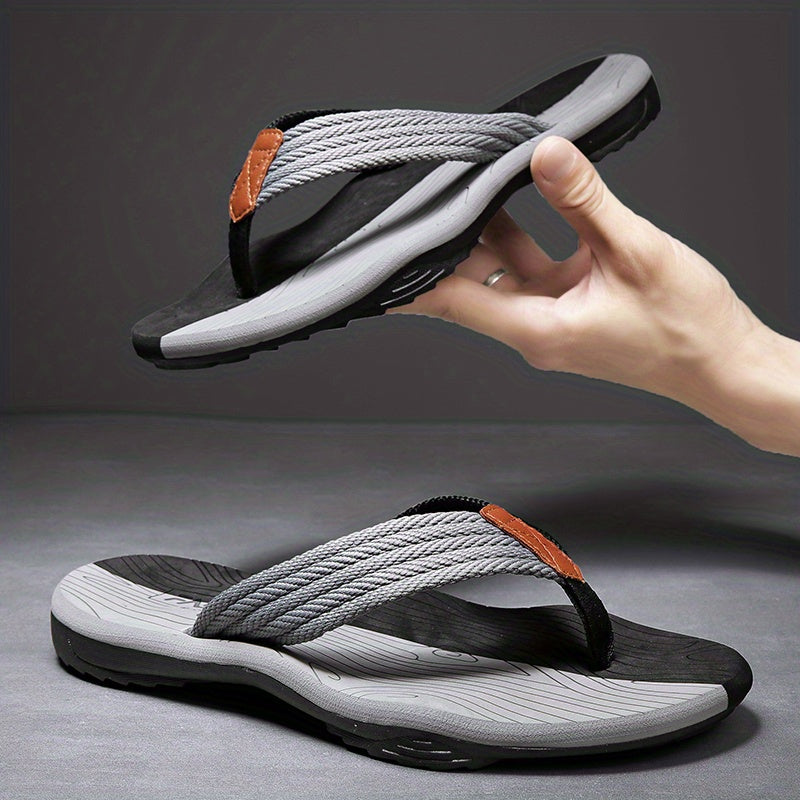 Men's Summer Flip-Flops - Trendy Korean Style, Non-Slip Beach Sandals with Comfortable Footbed and Braided Strap Design