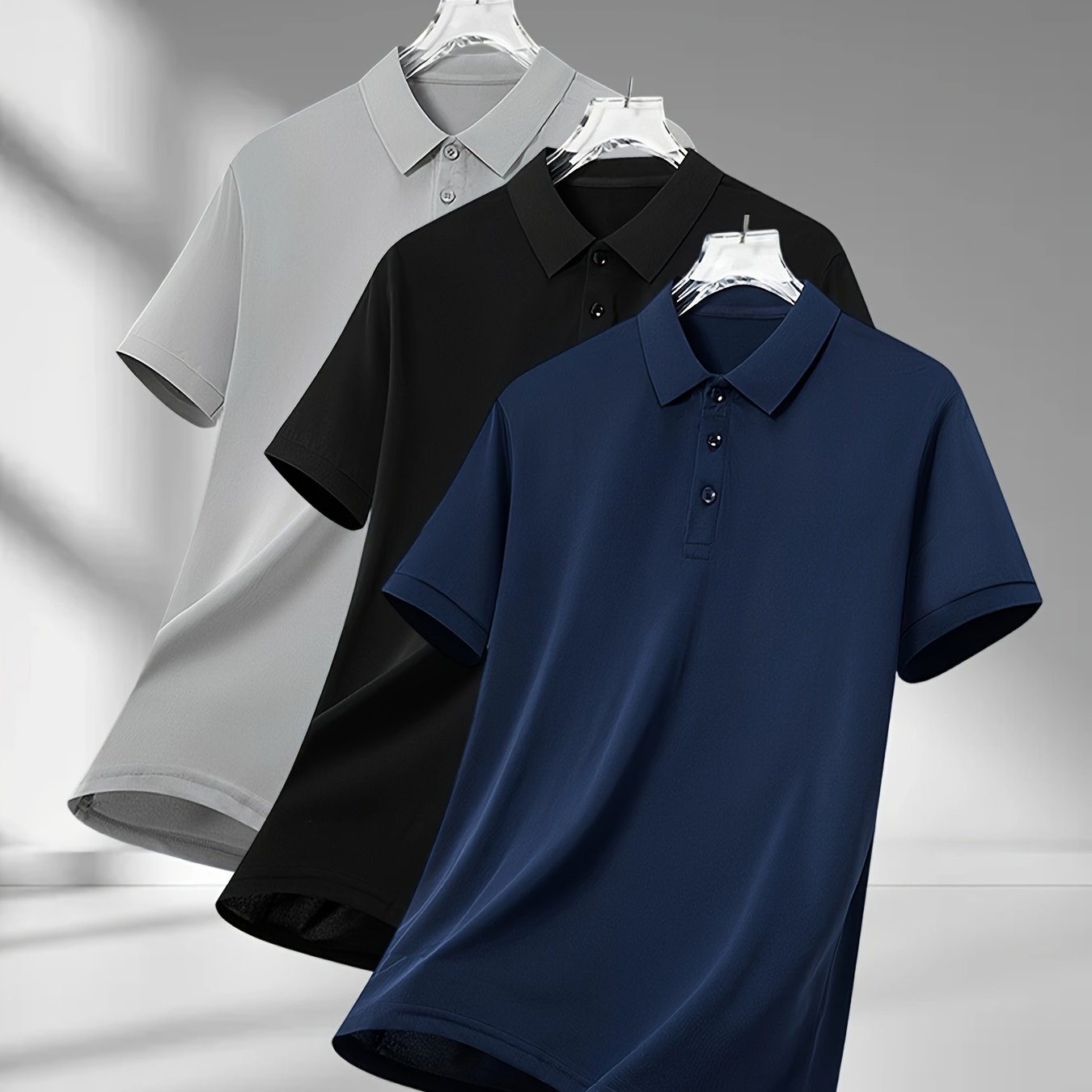 Summer New Short-Sleeve Polo Shirts with a Collar, Great Value Pack of 3 Casual Tops.