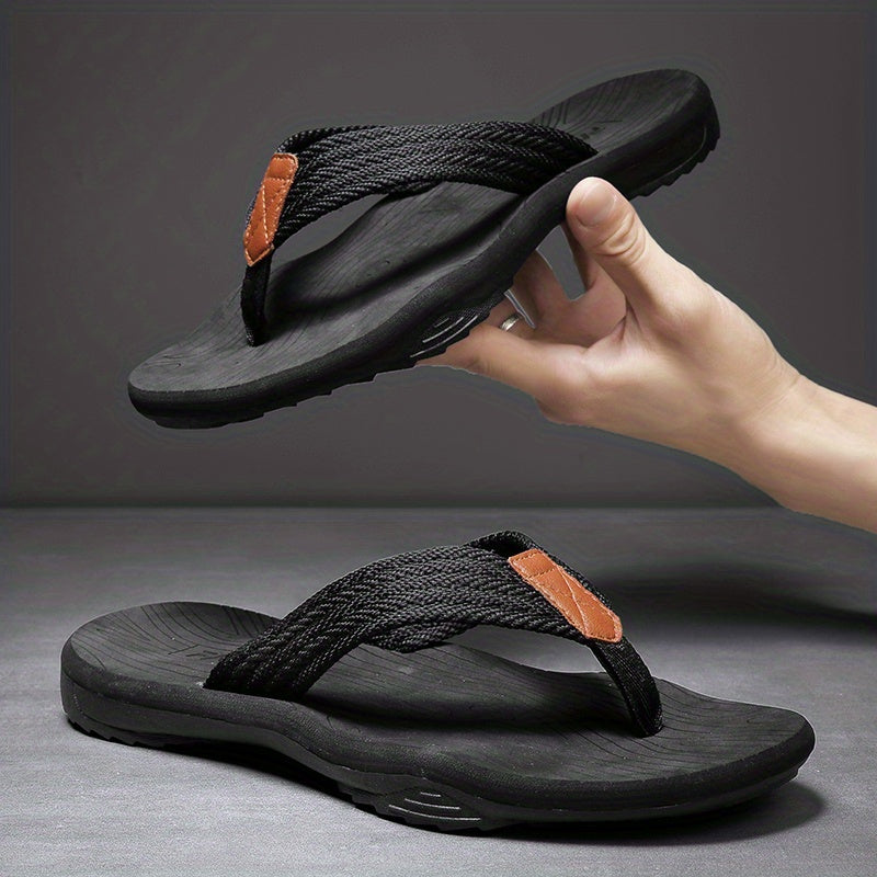 Men's Summer Flip-Flops - Trendy Korean Style, Non-Slip Beach Sandals with Comfortable Footbed and Braided Strap Design