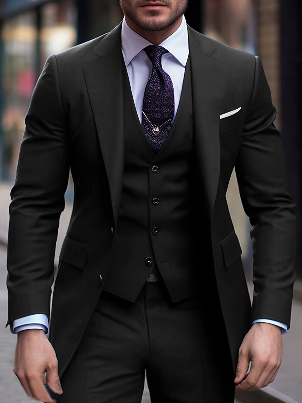 Costume trois pièces pour homme avec revers plat haut de gamme, Ensemble costume grande taille pour hommes, pantalon et gilet pour tenue formelle, robe de mariée, vêtements de travail, cadeau de vacances