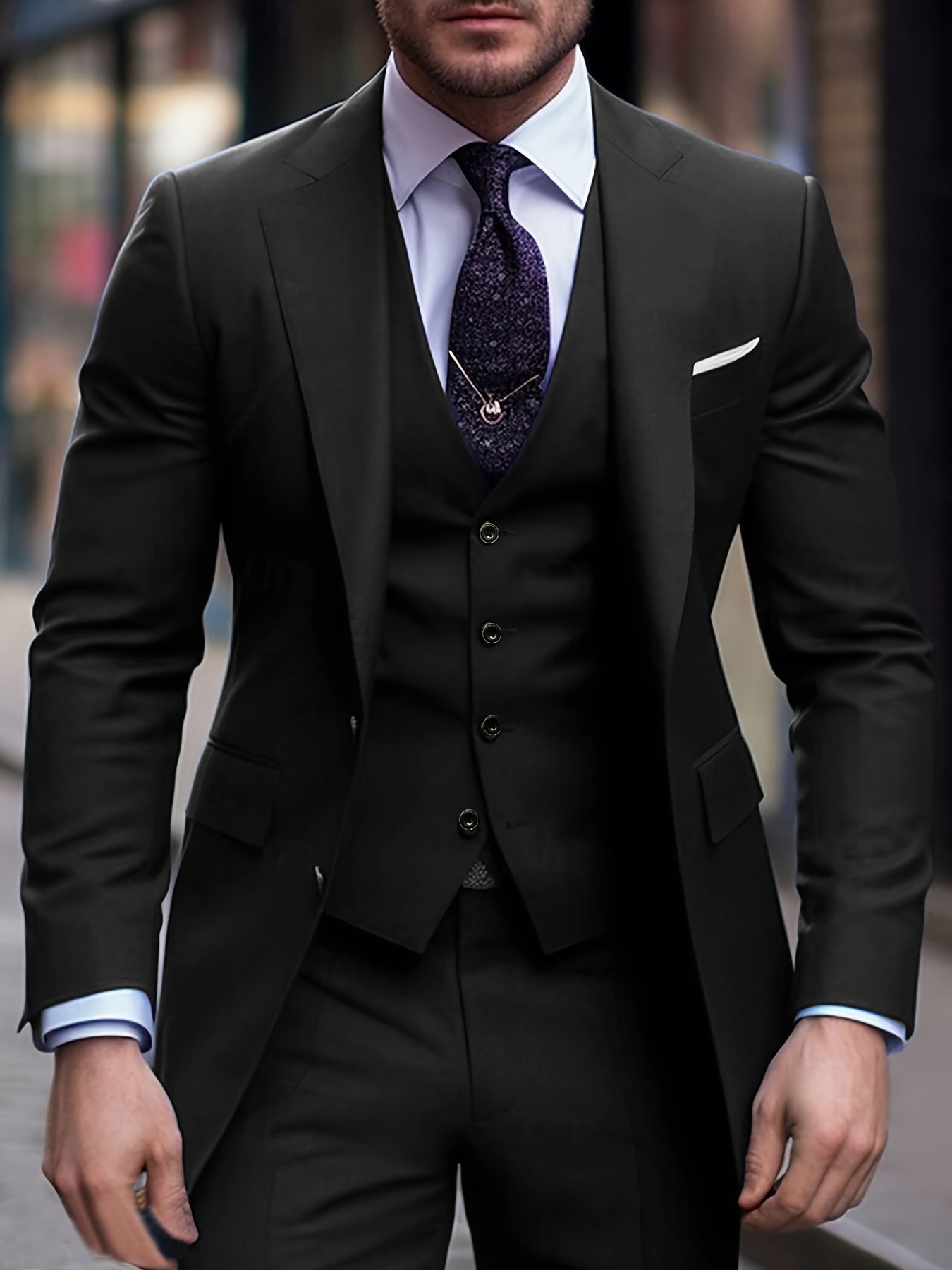 Costume trois pièces pour homme avec revers plat haut de gamme, Ensemble costume grande taille pour hommes, pantalon et gilet pour tenue formelle, robe de mariée, vêtements de travail, cadeau de vacances