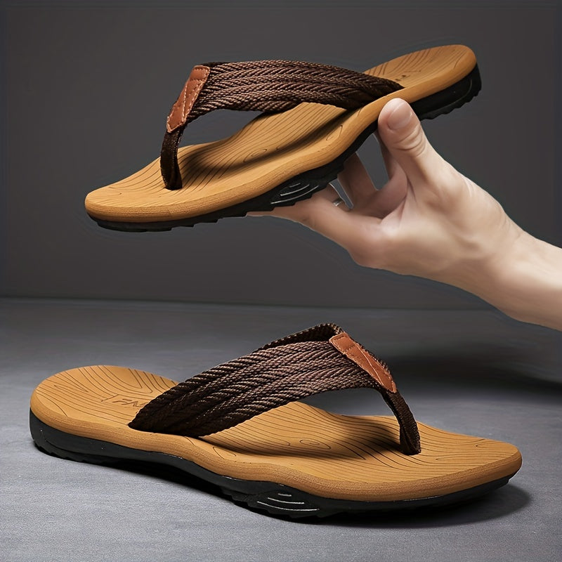 Men's Summer Flip-Flops - Trendy Korean Style, Non-Slip Beach Sandals with Comfortable Footbed and Braided Strap Design
