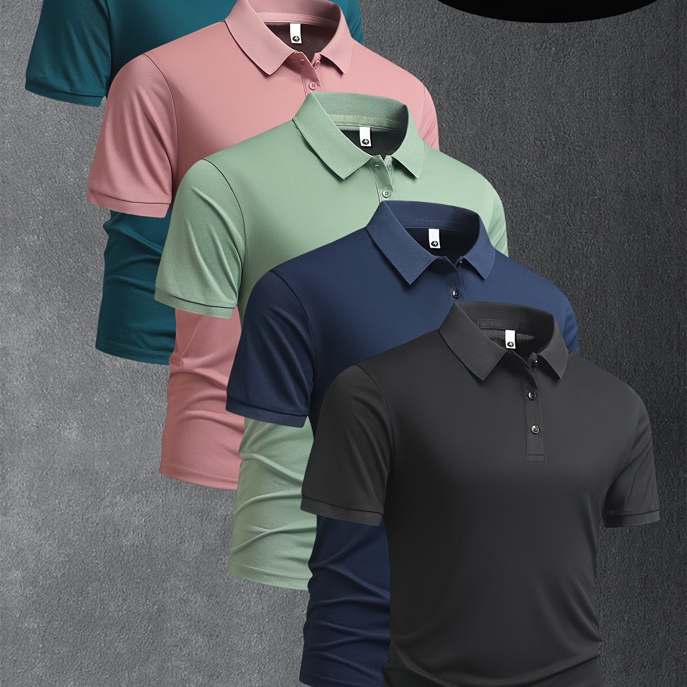 5pcs Men's 2025 Summer Shirts - Solid Color Casual Business Lapel Button-Up T-Shirts, Breathable Lightweight Fabric, Regular Fit for Golf, Office & Evening Outings, Machine Washable