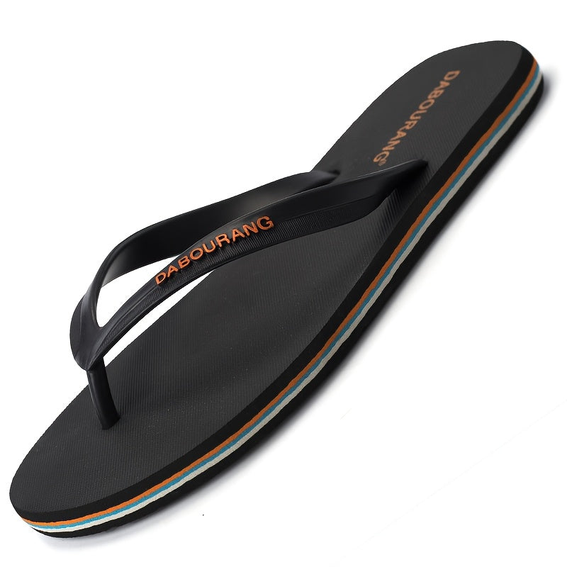 1 Pair DABOURANG Men'S Flip Flops - Classic Casual Fashion Slides, Solid Color, Rubber Sole, Non-Slip, Comfortable Beach Sandals for Outdoor Daily Wear, All-Season Slip-On Footwear