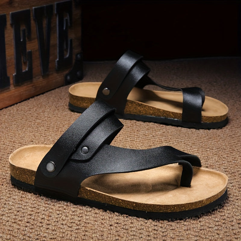 Men's Trendy Solid Colour Breathable Flip Flops, Comfy Non Slip Rubber Sole Durable Thong Sandals, Men's Outdoor Footwear