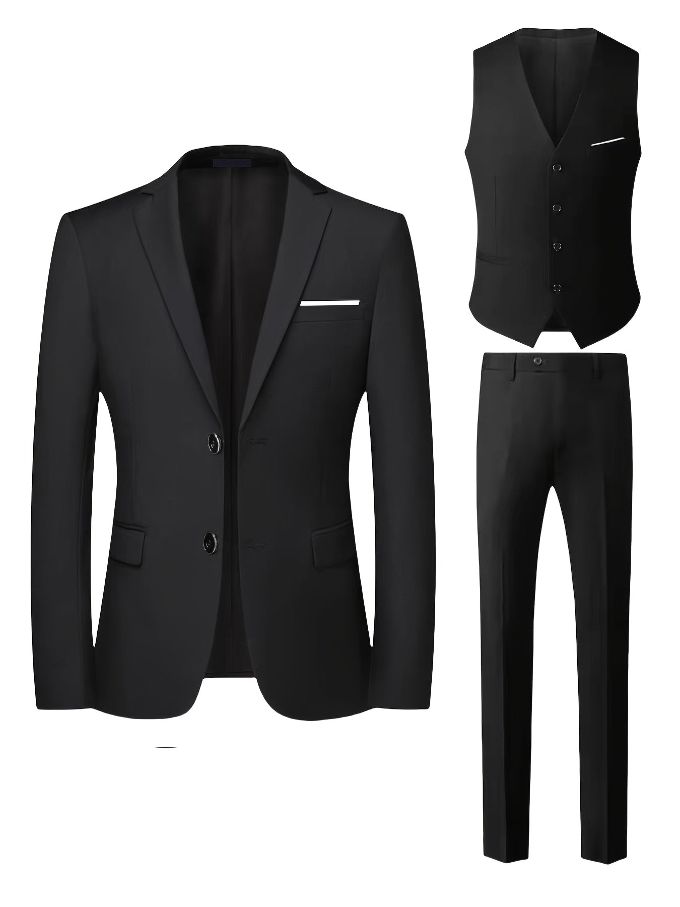 Costume trois pièces pour homme avec revers plat haut de gamme, Ensemble costume grande taille pour hommes, pantalon et gilet pour tenue formelle, robe de mariée, vêtements de travail, cadeau de vacances