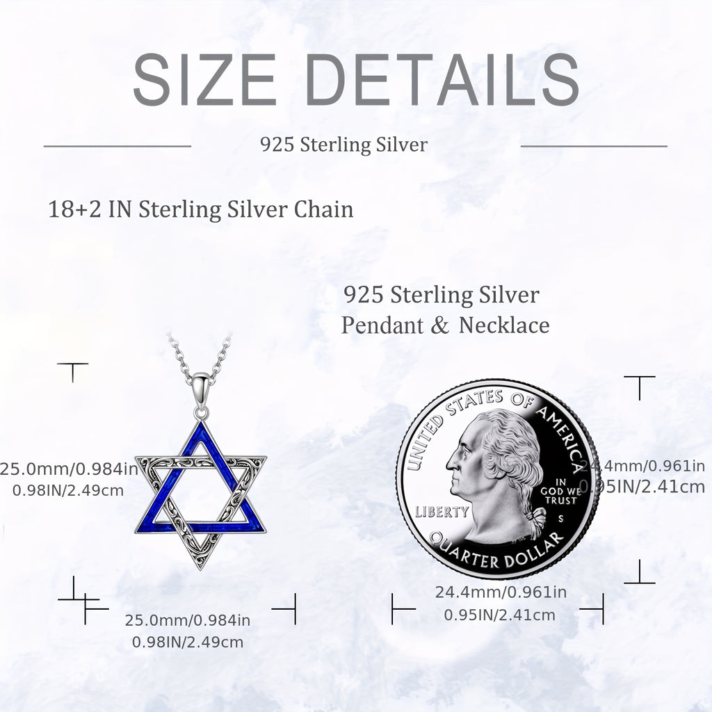Star Of David Necklace 925 Sterling Silver PendantNecklace Gift For Women Men
