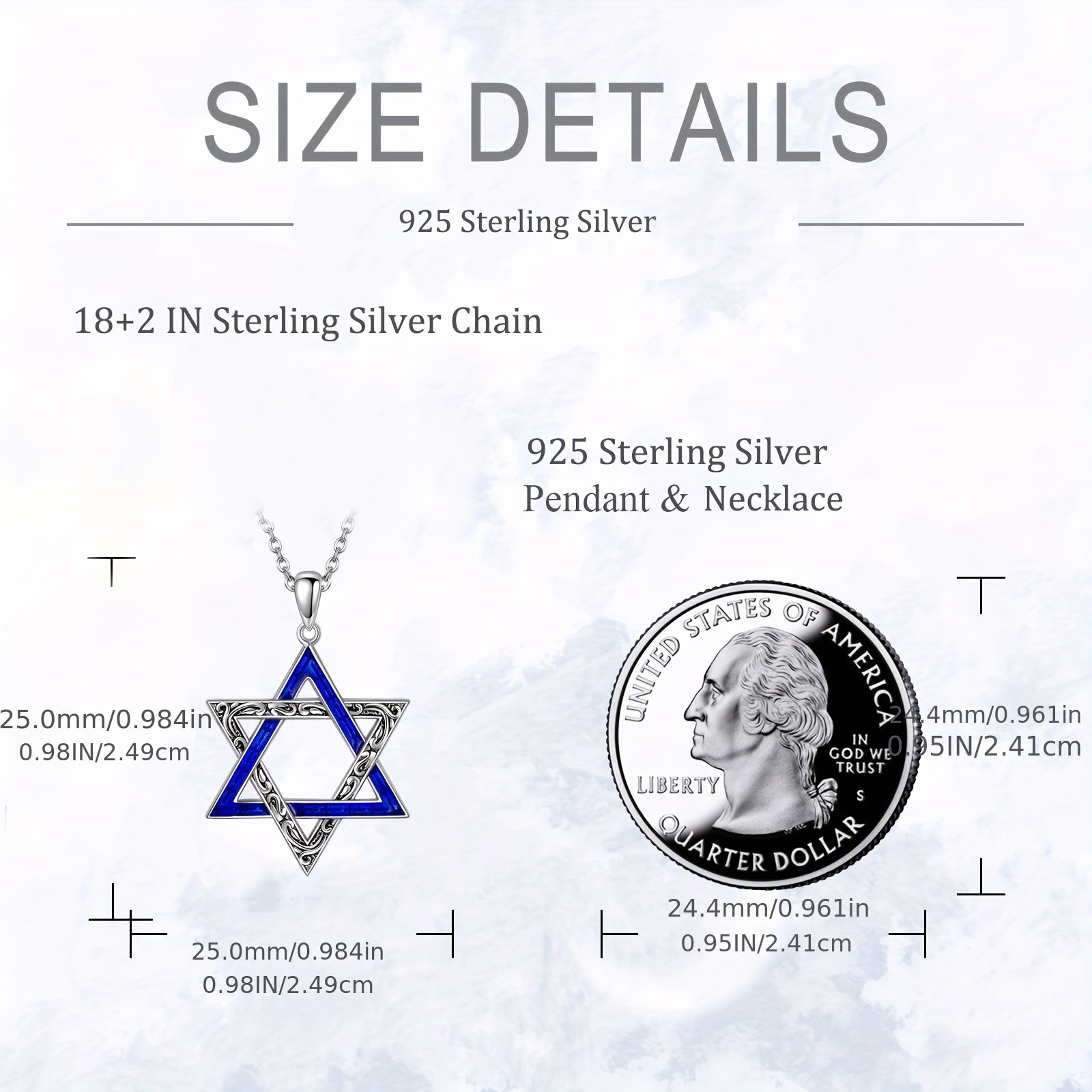 Star Of David Necklace 925 Sterling Silver PendantNecklace Gift For Women Men