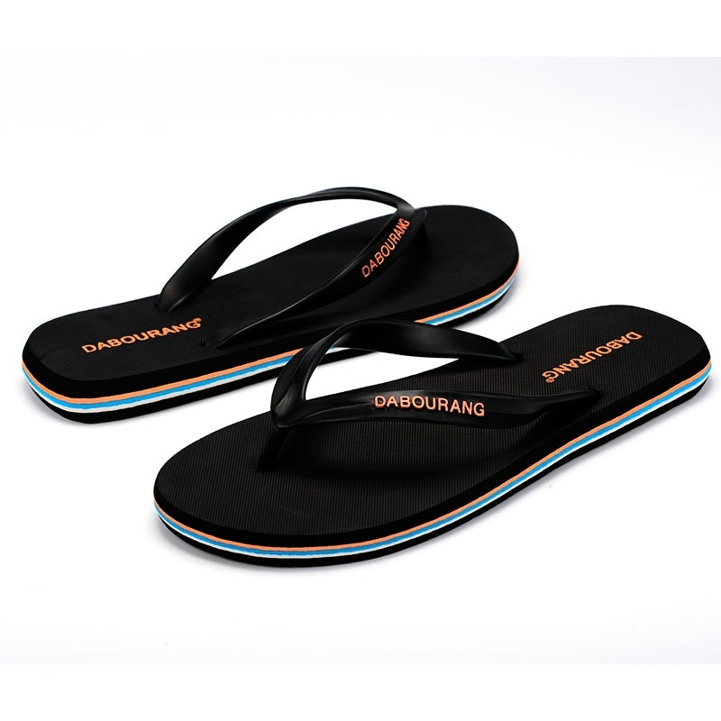 1 Pair DABOURANG Men'S Flip Flops - Classic Casual Fashion Slides, Solid Color, Rubber Sole, Non-Slip, Comfortable Beach Sandals for Outdoor Daily Wear, All-Season Slip-On Footwear