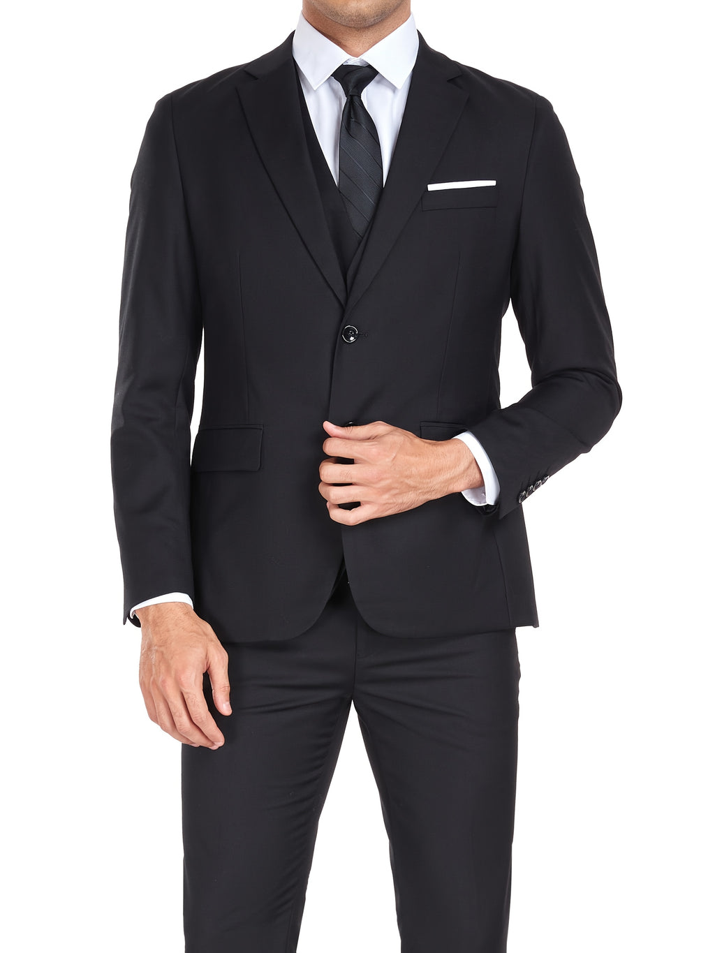 Costume 3 pièces pour homme - Veste cintrée classique à 1 ou 2 boutons - Ensemble complet (veste, gilet, pantalon) pour mariage, soirée ou affaires - Tailles XS à XXXL