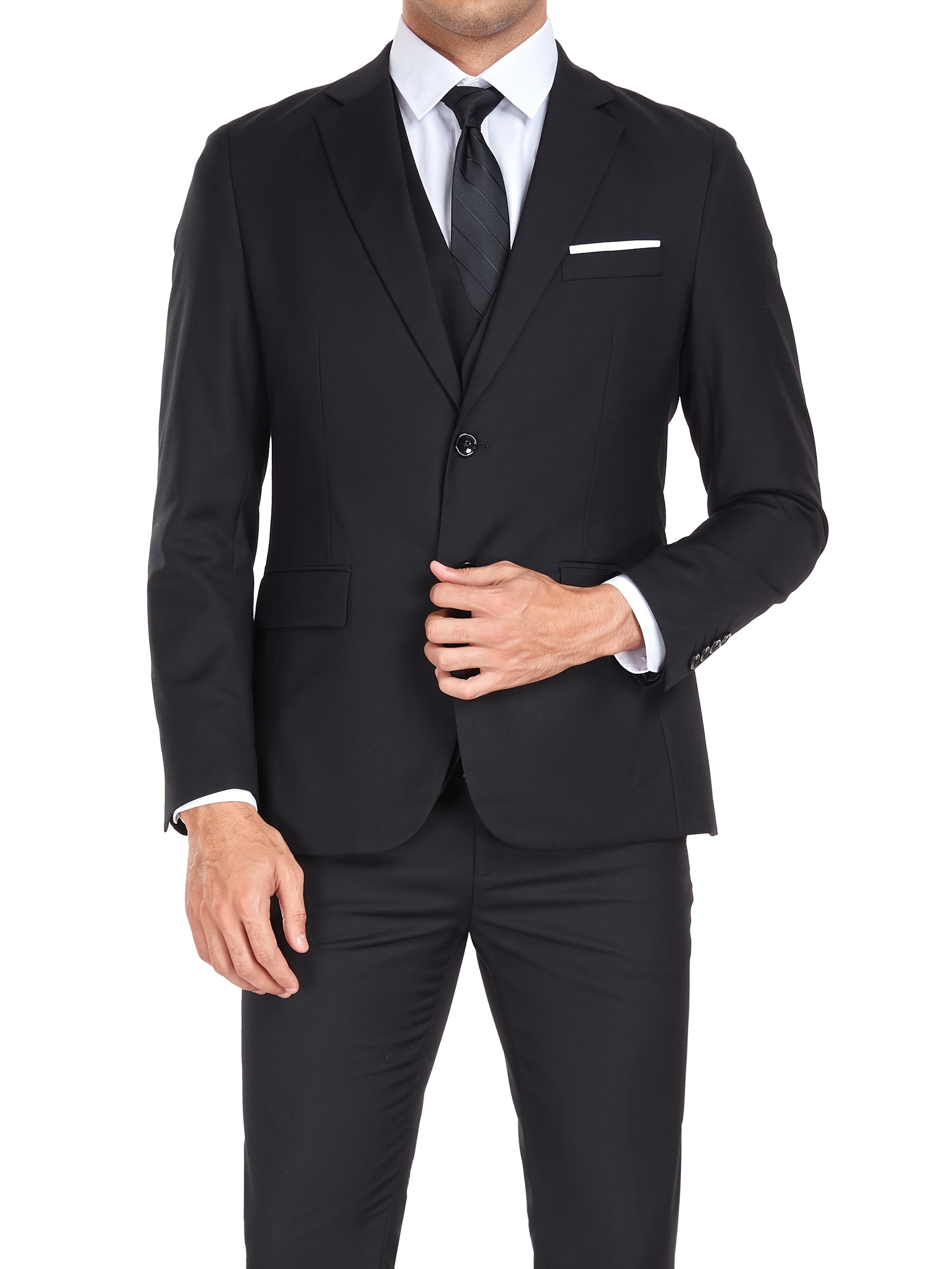 Costume 3 pièces pour homme - Veste cintrée classique à 1 ou 2 boutons - Ensemble complet (veste, gilet, pantalon) pour mariage, soirée ou affaires - Tailles XS à XXXL
