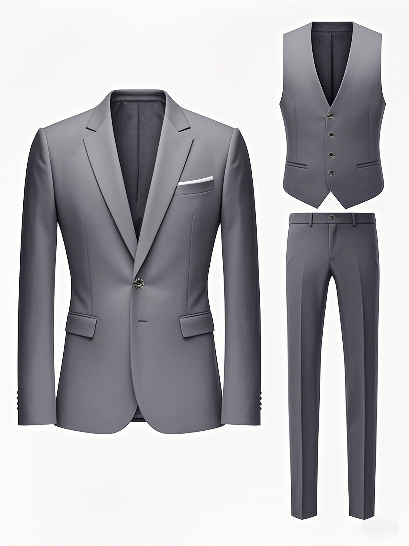 Costume trois pièces pour homme avec revers plat haut de gamme, Ensemble costume grande taille pour hommes, pantalon et gilet pour tenue formelle, robe de mariée, vêtements de travail, cadeau de vacances