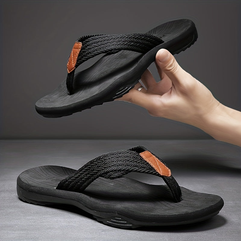 Men's Summer Flip-Flops - Trendy Korean Style, Non-Slip Beach Sandals with Comfortable Footbed and Braided Strap Design