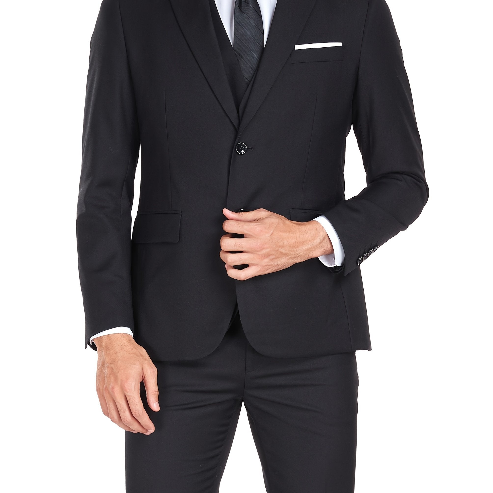 Costume 3 pièces pour homme - Veste cintrée classique à 1 ou 2 boutons - Ensemble complet (veste, gilet, pantalon) pour mariage, soirée ou affaires - Tailles XS à XXXL