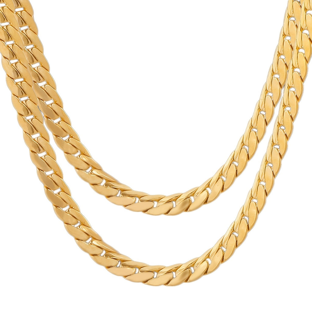 10mm Wide Men Necklace Solid Chain Golden Plated Classic Herringbone Necklace Male Choker Clavicle Hip Hop Rock Style Jewelry 23.62inch