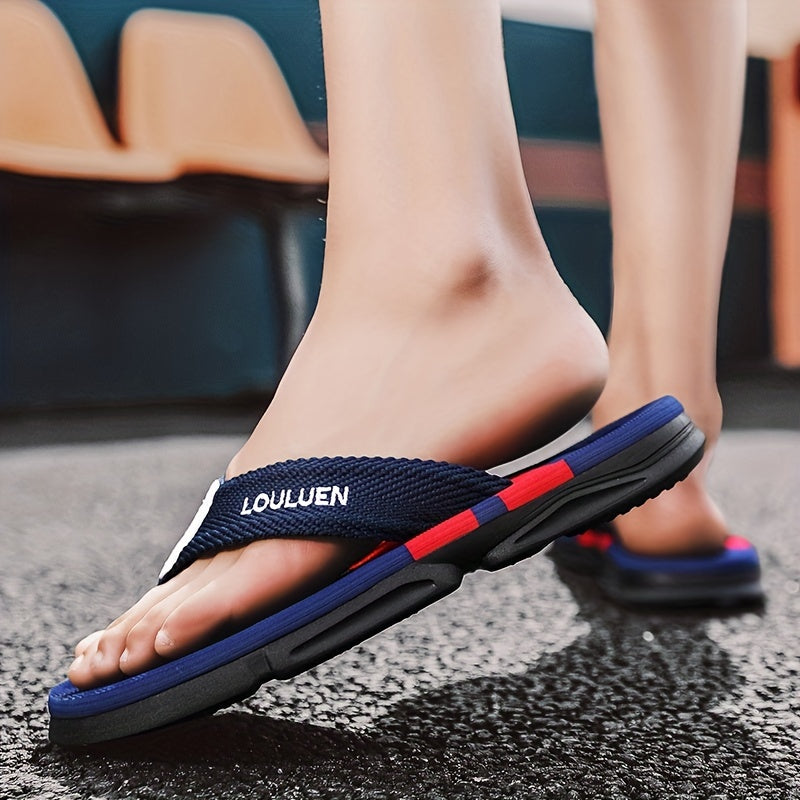 Men's Stylish Flip Flops, Durable Non Slip Outdoor Walking Trekking Sandals, Comfy Beach Water Shoes, Spring And Summer