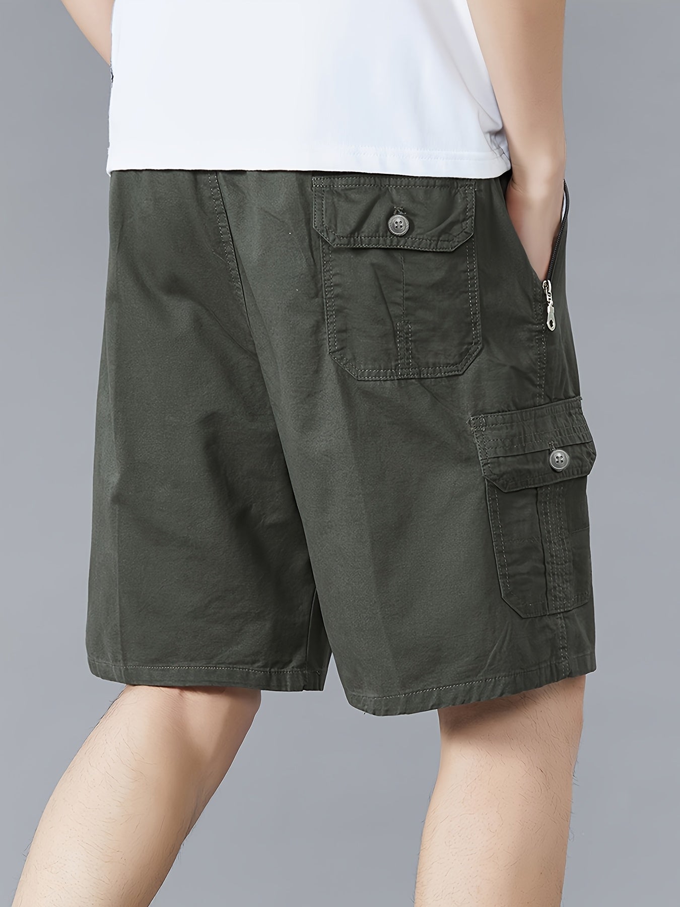 Men'S Stylish Cargo Shorts - Breathable Summer Casual Pockets, Non-Stretch Cotton, Outdoor & Sports Wear, White T-Shirt & White Sneakers, Casual Attire|Stylish Shorts|Durable Fabric