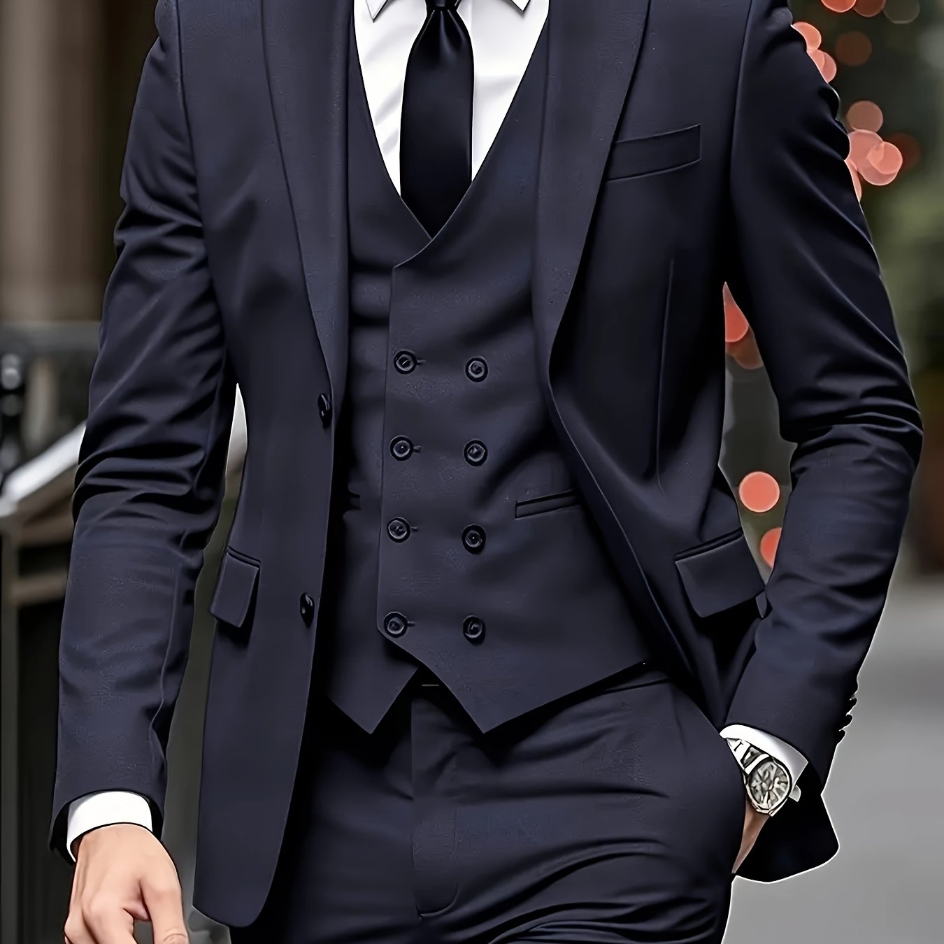 Costume Grande Taille pour Homme avec Col à Écailles Trois Pièces, Pantalon et Gilet, Adapté pour Tenue Formelle, Mariage, Vêtements de Travail, Cadeau de Vacances